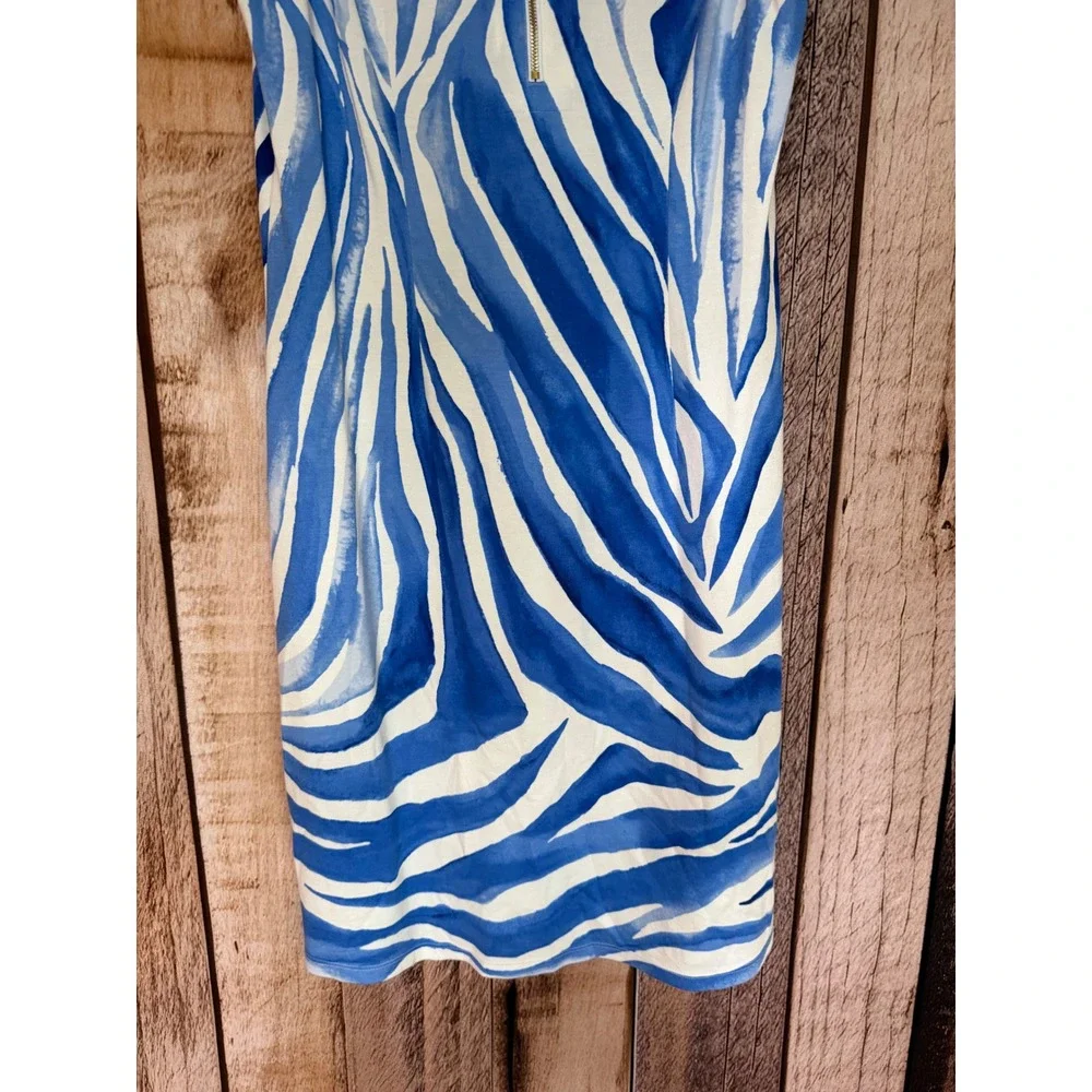 Tommy Bahama Zebra Print Dress Blue White Resort Vacation Coastal Summer Medium - Picture 6 of 9